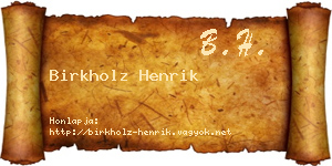 Birkholz Henrik névjegykártya